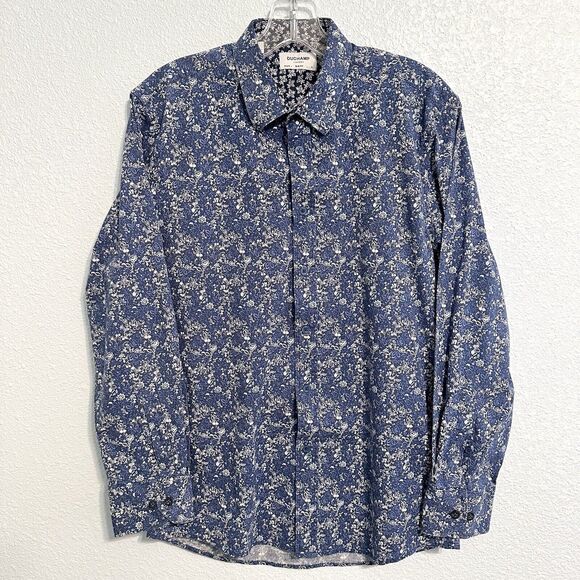 Duchamp London Other - Duchamp Mens Paisley Shirt Navy Blue Floral Cotton Collar  Size 15.5 Slim Fit